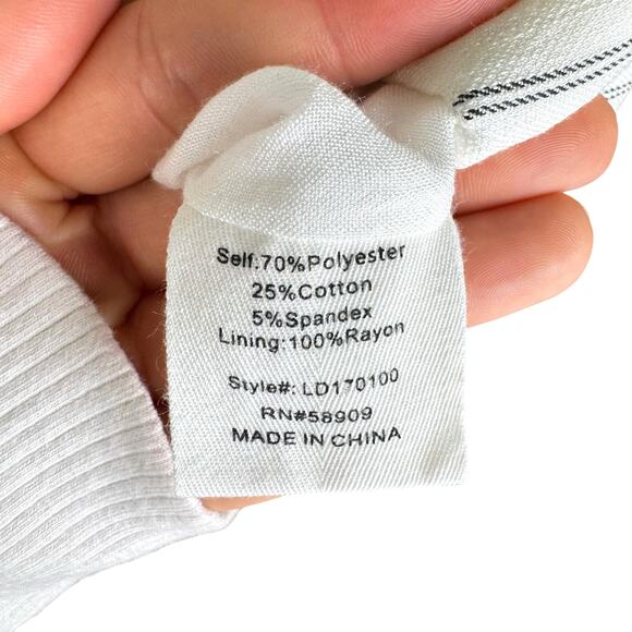 Gianni Bini Monte White Pin Stripe Asymmetrical Zip Relaxed Fit Moto Jacket - Picture 15 of 16